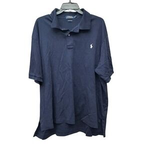 Polo Ralph Lauren Short Sleeve Shirt Size 2XB Navy Blue Pony Preppy #CD4-1